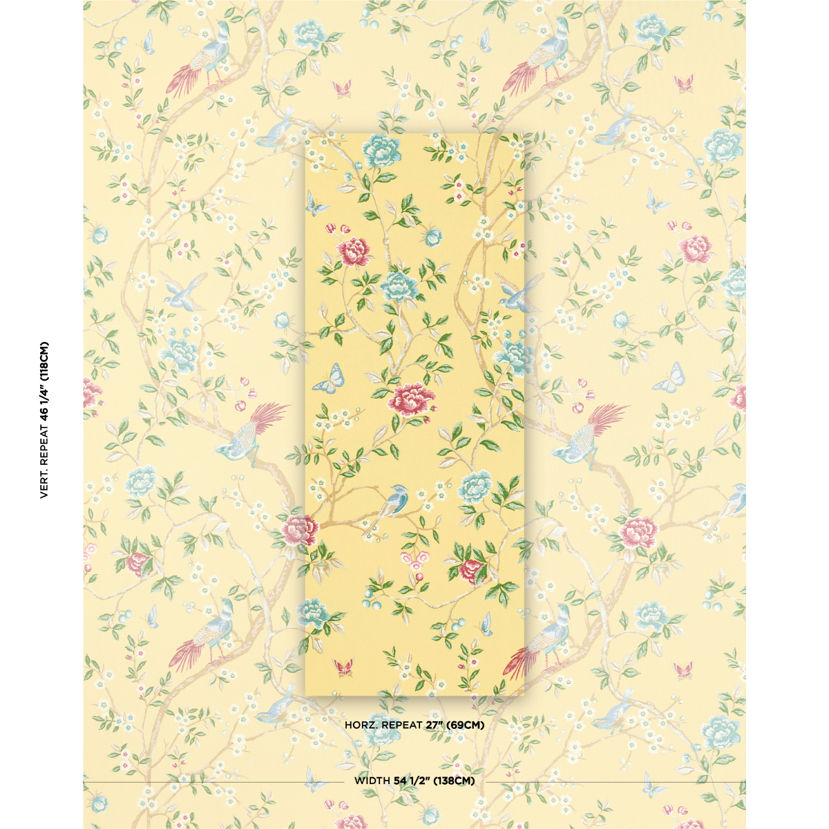 Georgia Vine - Soft Yellow Fabrics | Schumacher