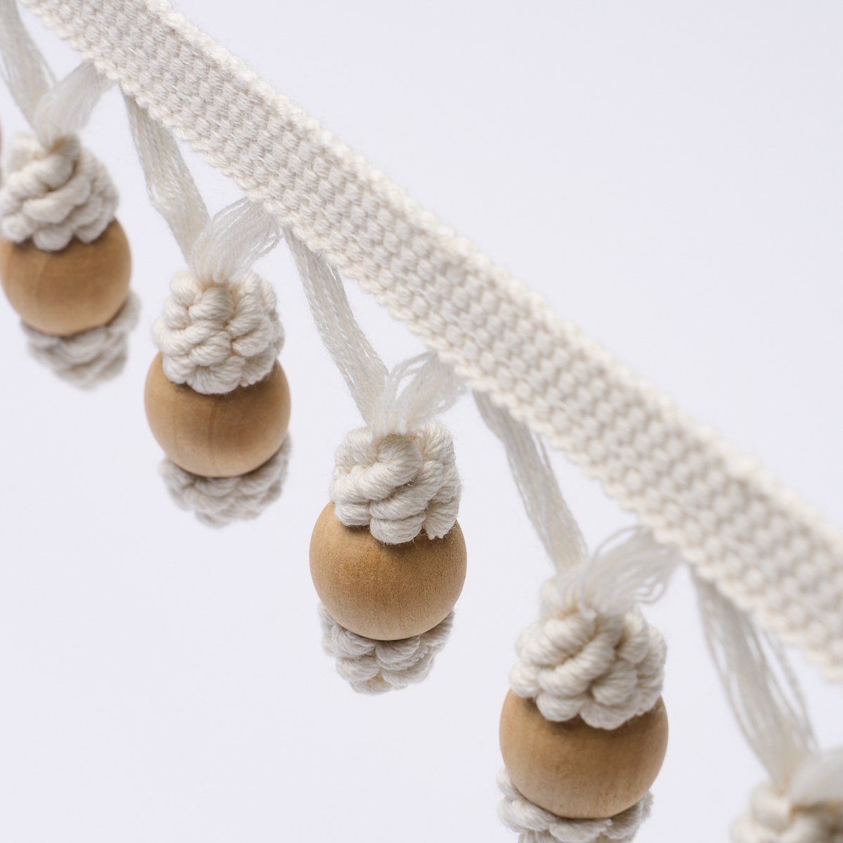 Wooden Ball Fringe - Ivory Trims | Schumacher