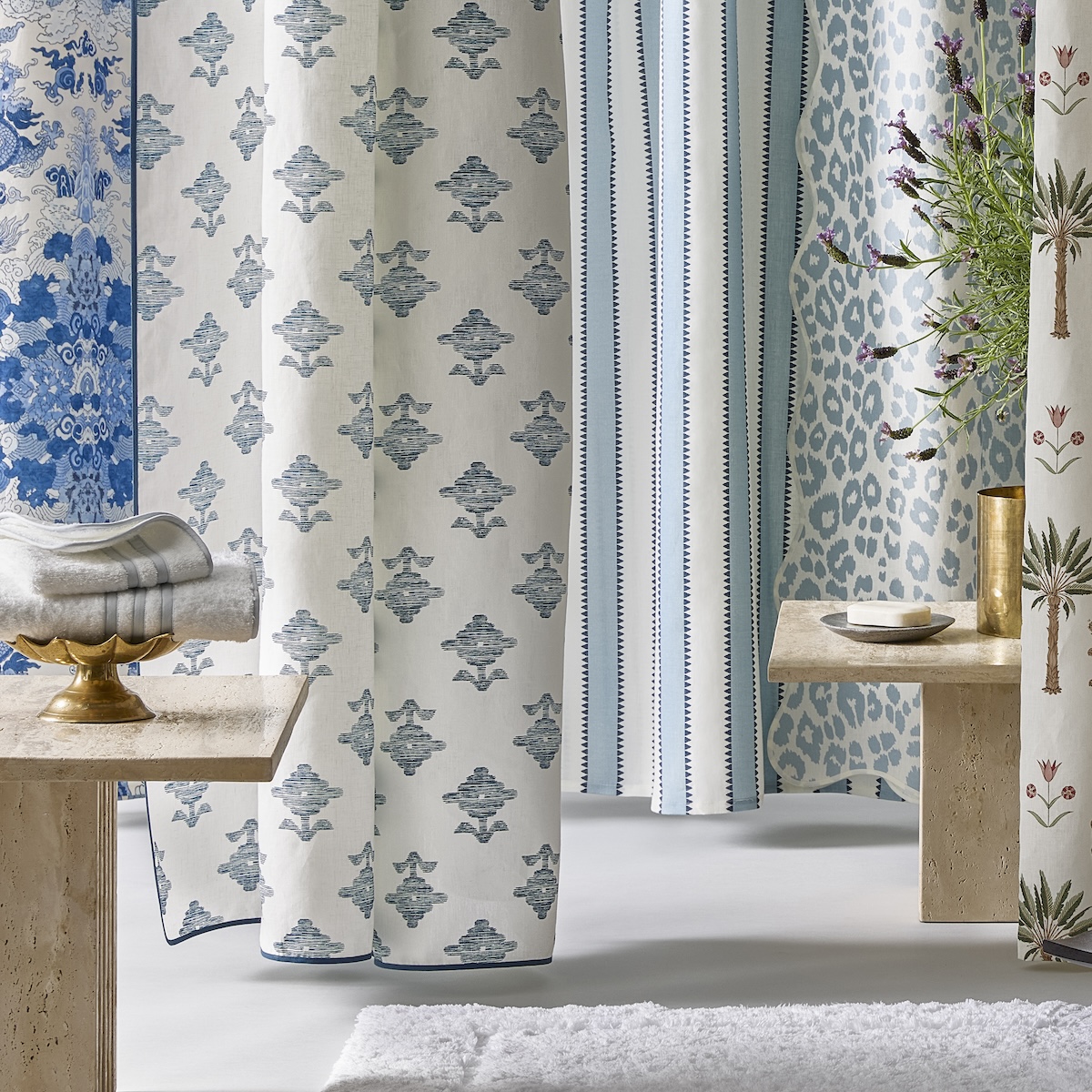 Magic Mountain Shower Curtain - Porcelain Blue Bed & Bath