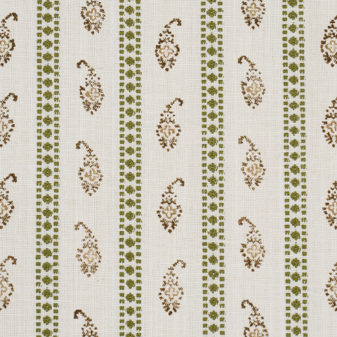 Eddie Woven Hand Block Print - Green Fabrics | Schumacher