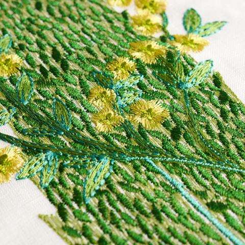 Pandora Embroidery - Green Fabrics | Schumacher
