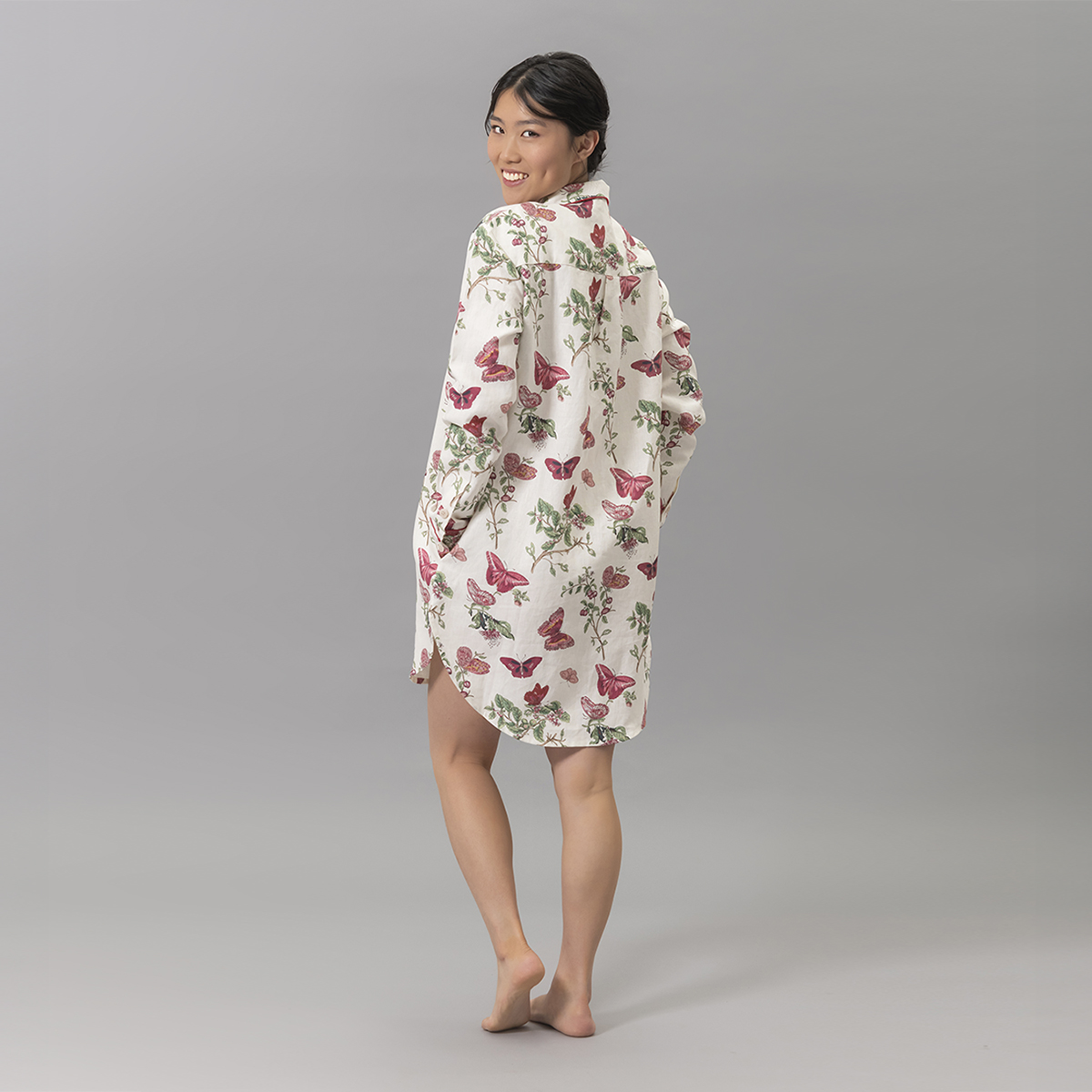 Baudin Butterfly Linen Sleep Shirt
