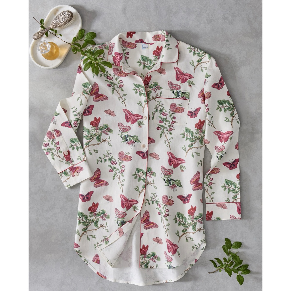 Baudin Butterfly Linen Sleep Shirt