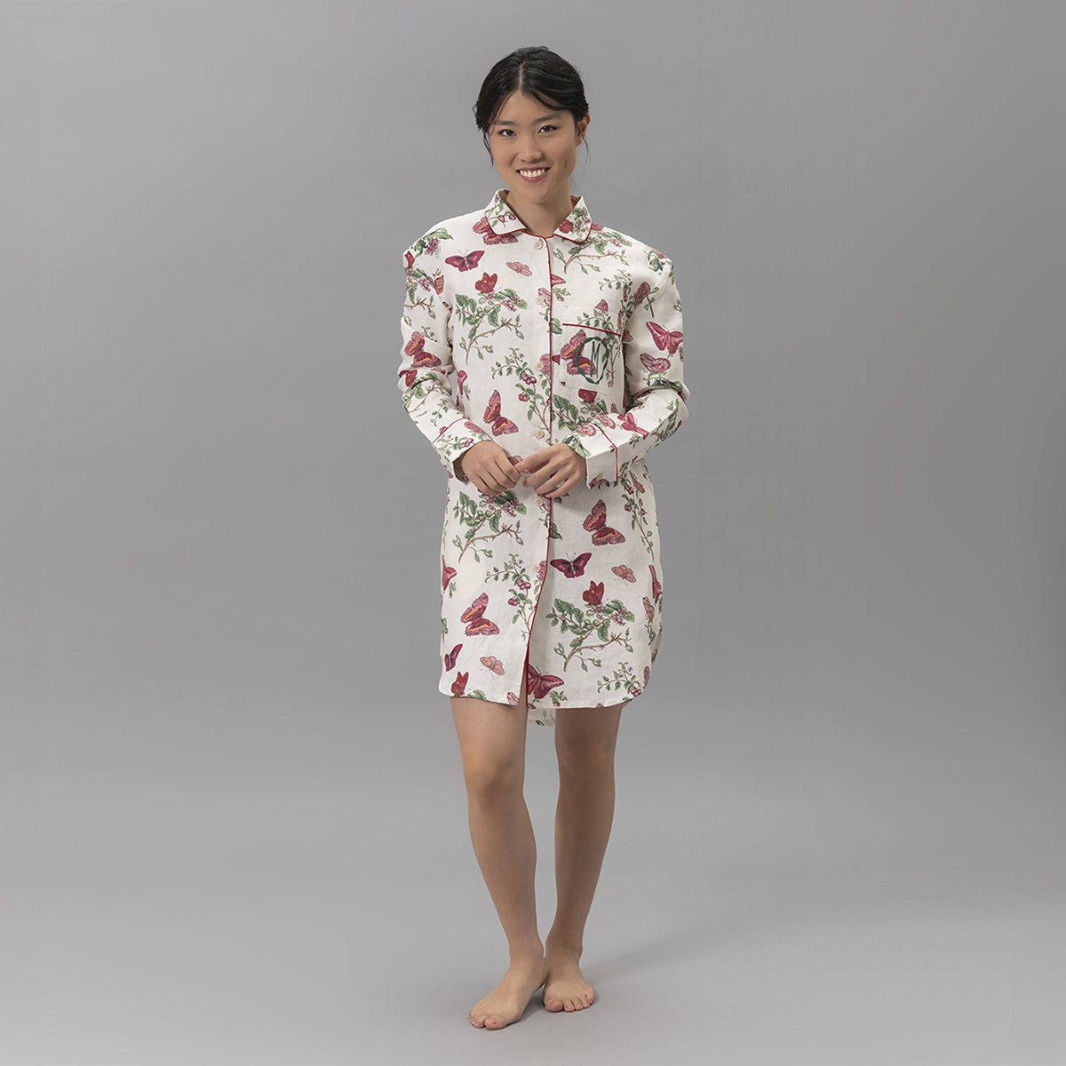 Baudin Butterfly Linen Sleep Shirt
