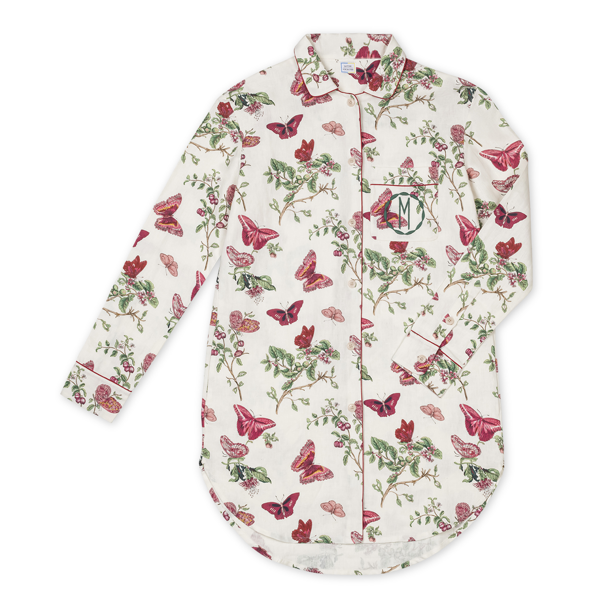 Baudin Butterfly Linen Sleep Shirt