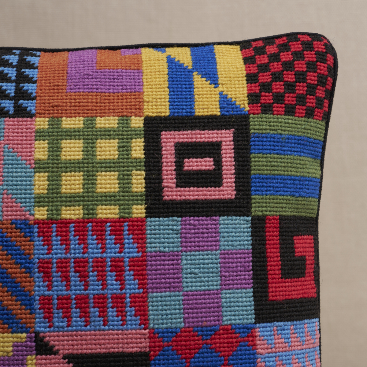 Graphic Blocks Needlepoint Pillow