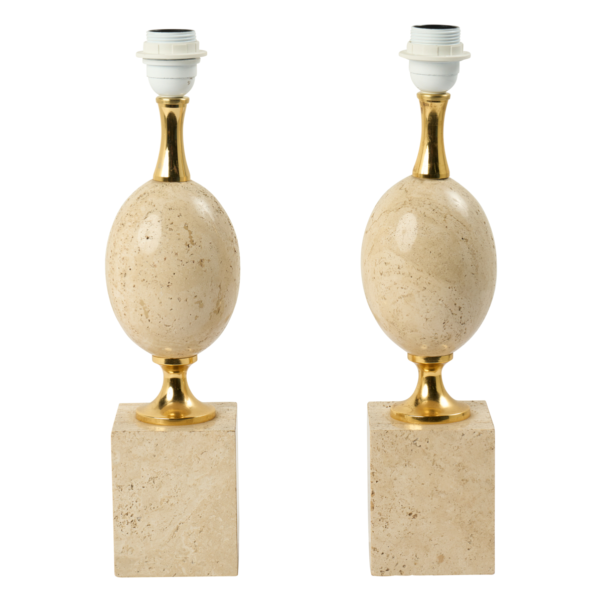 Pair Of Travertine Table Lamps