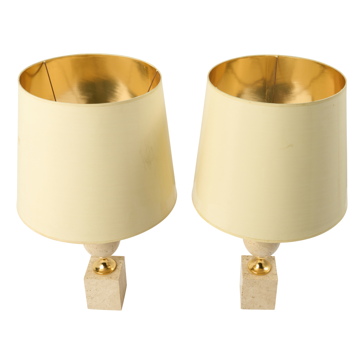 Pair Of Travertine Table Lamps