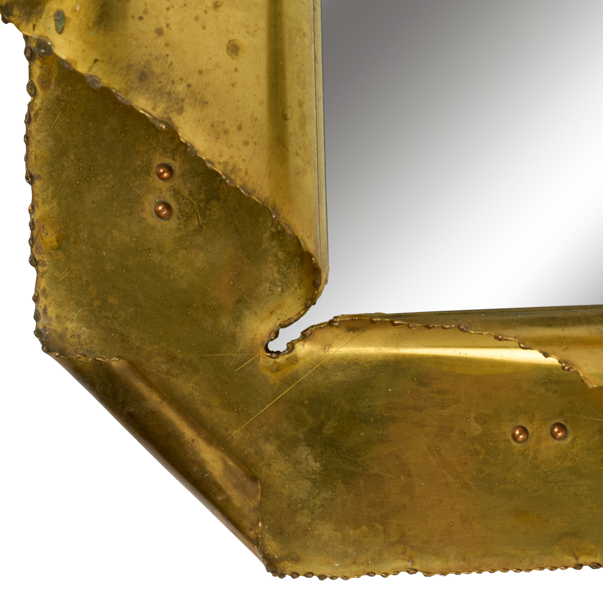 Brutalist Brass Mirror, France