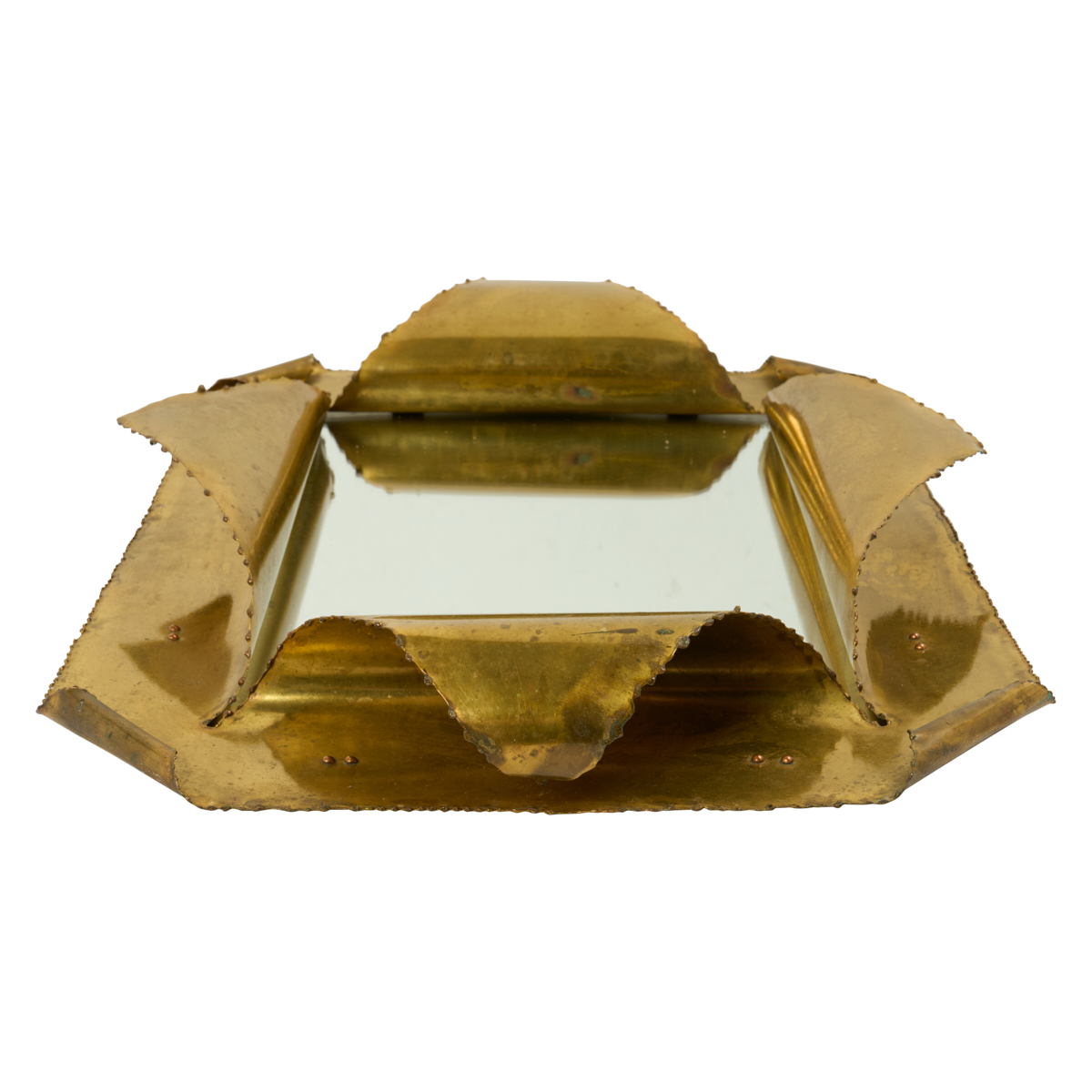 Brutalist Brass Mirror, France