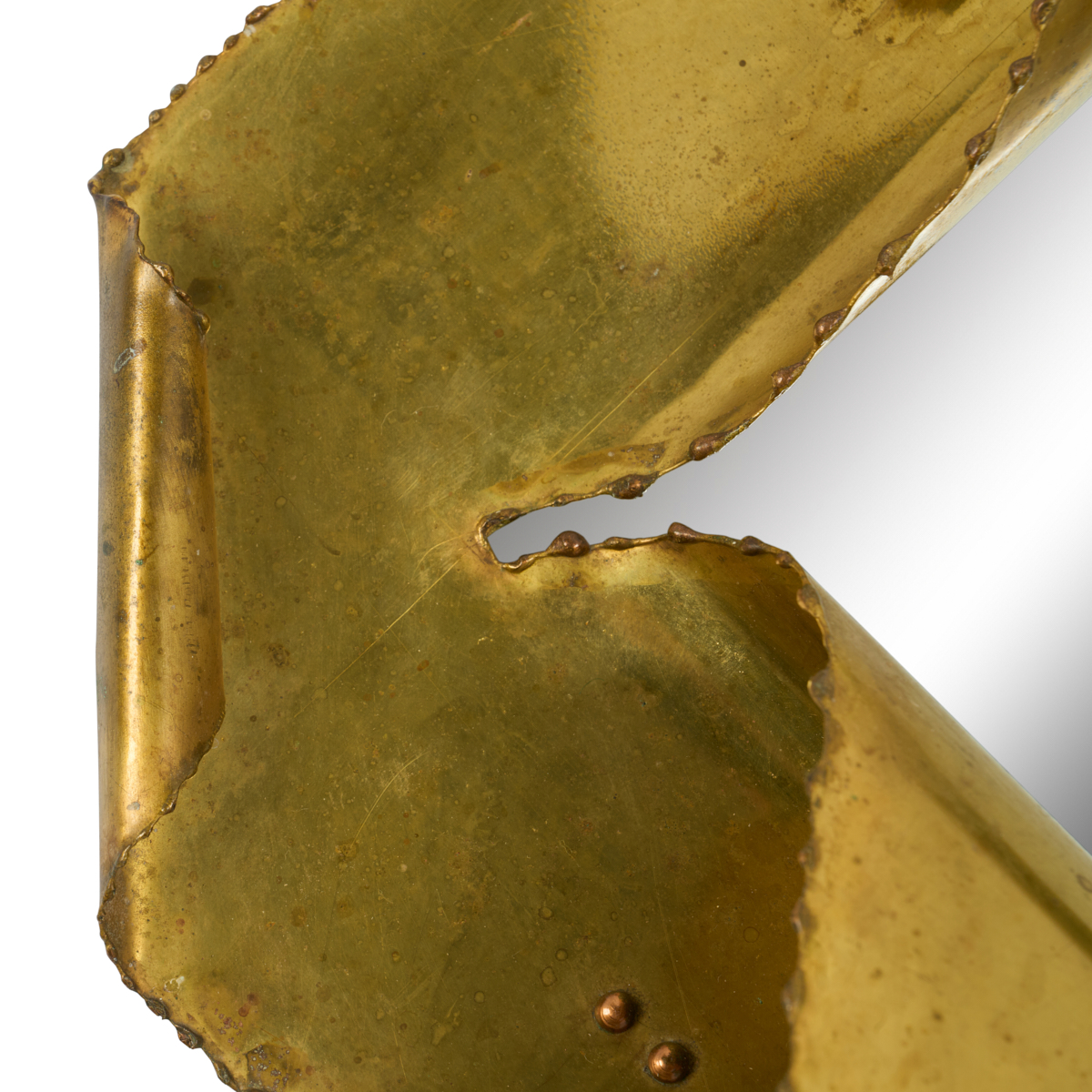 Brutalist Brass Mirror, France