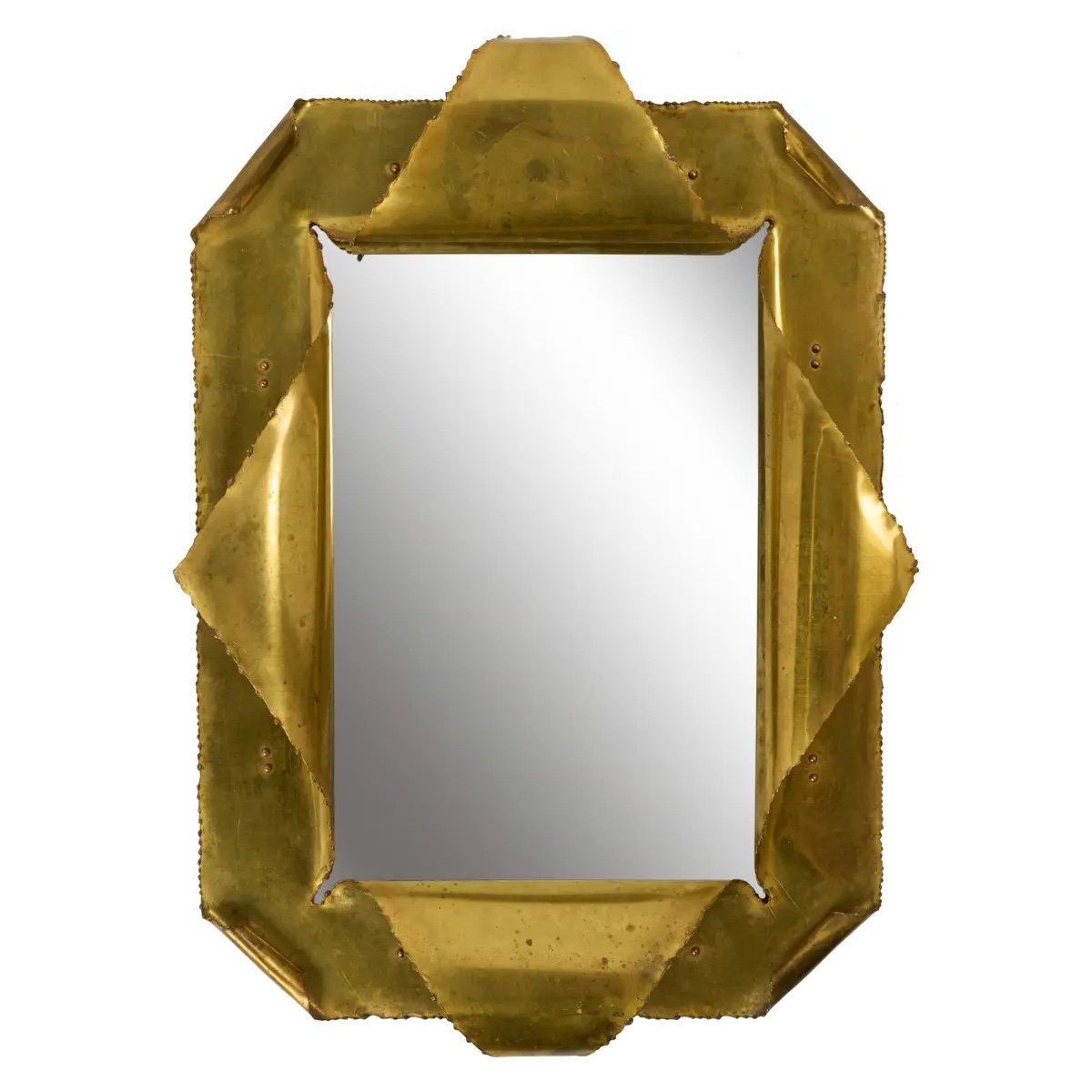 Brutalist Brass Mirror, France