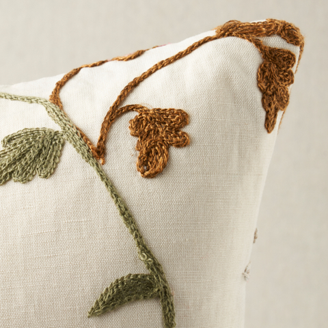 Raleigh Crewel Embroidery Pillow B