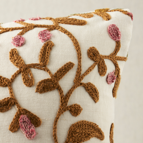 Raleigh Crewel Embroidery Pillow C