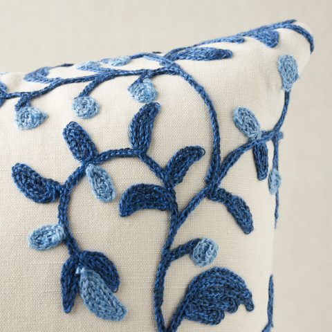 Raleigh Crewel Embroidery Pillow C