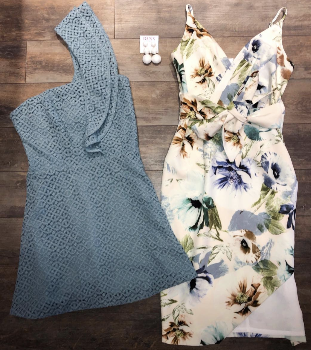 Women’s Spring Fashion Found in Boutiques | Wish Floral Midi Dress/Shilla The Label One Shoulder Lace Dress Wish Floral Midi Dress/Shilla The Label One Shoulder Lace Dress
