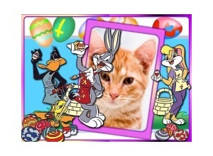 Moldura - Feliz Pascoa Looney Tunes