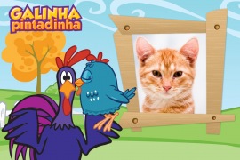 Moldura - Galinha Pintadinha Beijando Galo Carijo