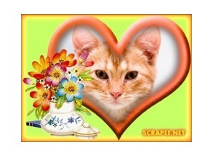 Moldura - Coracao E Vaso De Flores