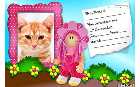 Moldura - Convite Menina Flor