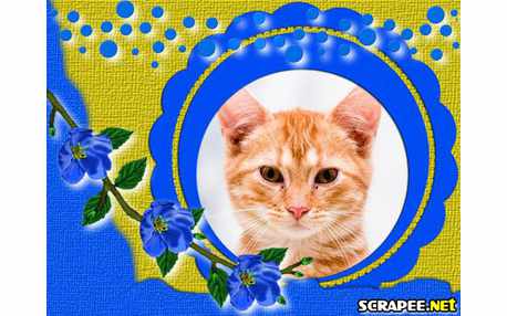 Moldura - Galho De Flor Azul