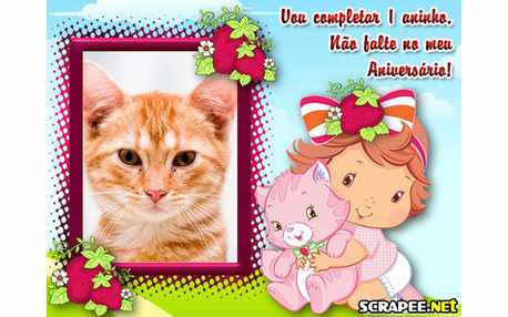 Moldura - Convite De 1 Ano Da Moranguinho Baby