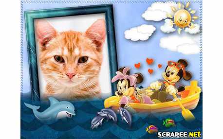 Moldura - Mikey E Minie No Barco