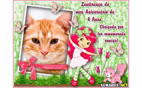 Moldura - Lembrancinha De 4 Anos Da Moranguinho