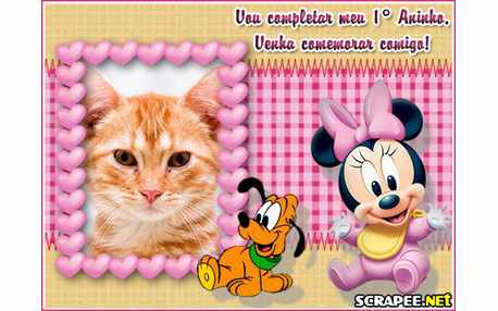Moldura - Convite De 1 Ano Da Minnie Baby