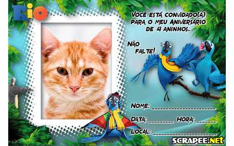 Moldura - Convite De 4 Anos Do Filme Rio