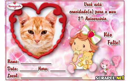 Moldura - Convite De 2 Anos Moranguinho Baby