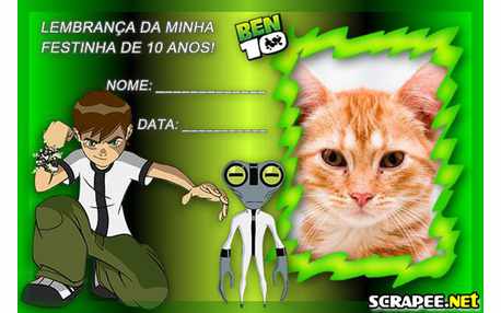 Moldura - Lembrancinha De 10 Anos Do Ben 10