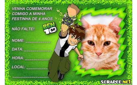 Moldura - Convite De 4 Anos Do Ben 10