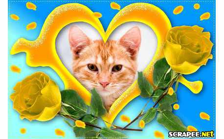 Moldura - Coracao Com Rosas Amarelas