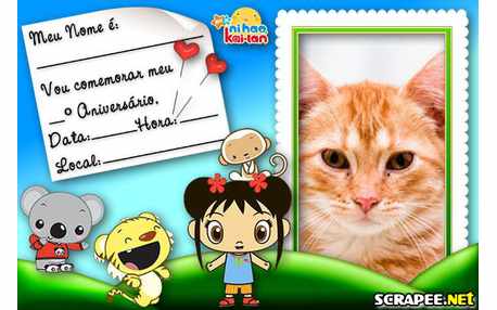 Moldura - Convite Ni Hao Kai Lan    Para Imprimir 