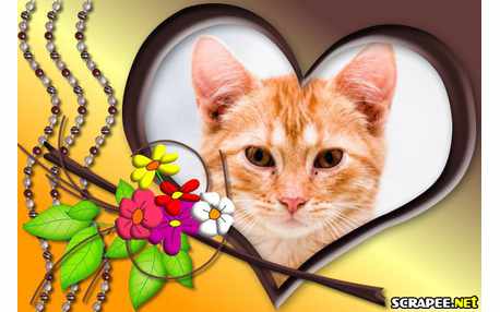 Moldura - Coracao Com Ramo De Flor