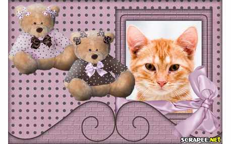 Moldura - Urso Rosa E Marrom