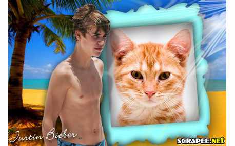 Moldura - Justin Bieber Na Praia