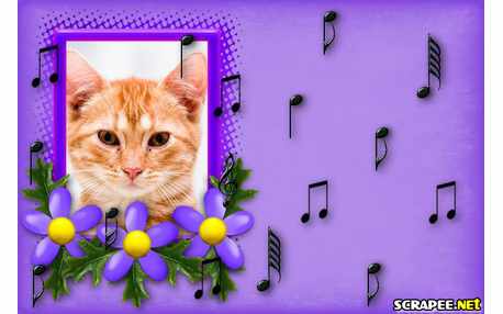 Moldura - Moldura Lilas Com Notas Musicais