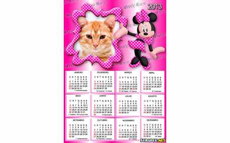 Moldura - Calendario Minnie Vestido Rosa