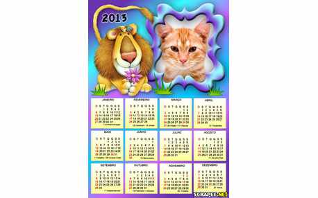 Moldura - Calendario De Leoa    Rei Leao