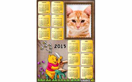 Moldura - Calendario Ursinho Pooh 2013