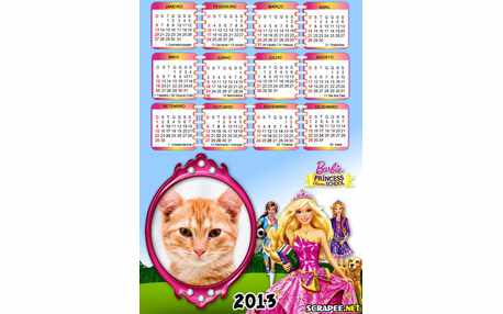 Moldura - Calendario Barbie Princesas Da Escola 2013