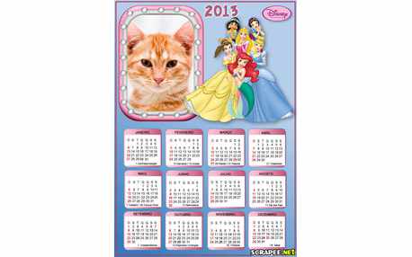 Moldura - Calendario 2013 Das Princesas
