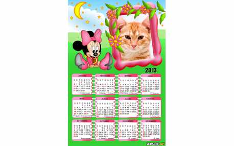 Moldura - Calendario Minnie Baby  Vestido Rosa