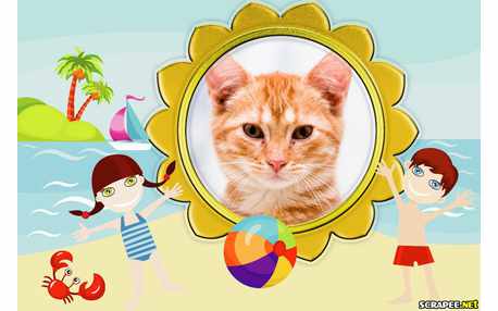 Moldura - Brincando Na Areia Da Praia