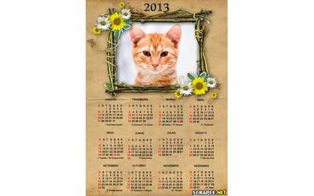 Moldura - Calendario 2013 Com Flores