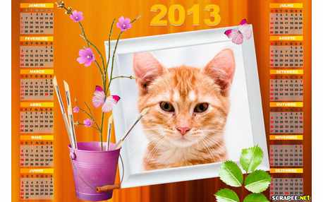 Moldura - Calendario 2013 Florido