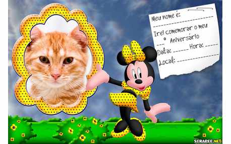 Moldura - Convite Da Minnie Vestido Amarelo
