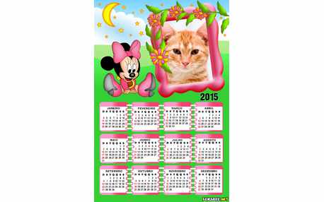 Moldura - Calendario Minnie Baby Rosa